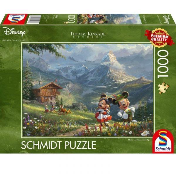 Schmidt Disney Thomas Kinkade Mickey & Minnie In the Alps 1000pc
