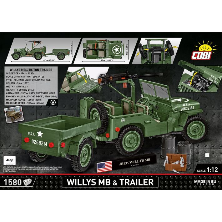 Cobi 2804 Willys MB & Trailer