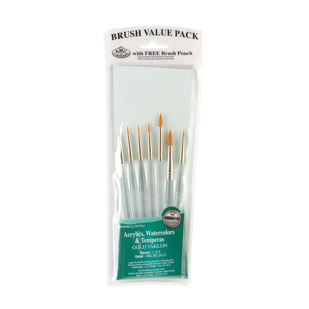 Royal & Langnickel Gold Taklon Brushes Value Pack