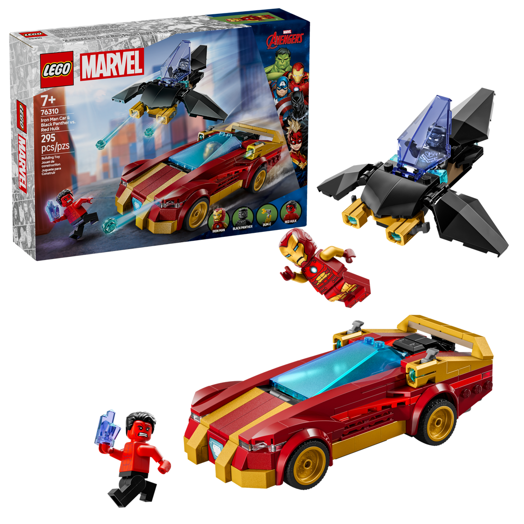 LEGO Marvel 76310 Iron Man Car & Black Panther vs. Red Hulk