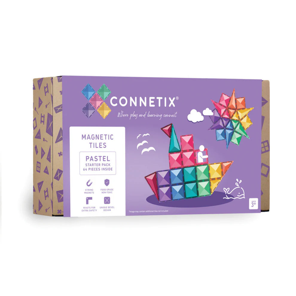 Connetix Magnetic Tiles - Pastel Starter Set 64pcs