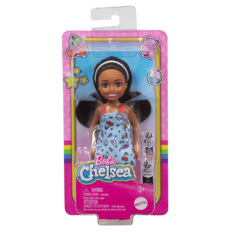 Barbie Chelsea Doll, Small Doll Wearing Blue Dress With Brown Hair