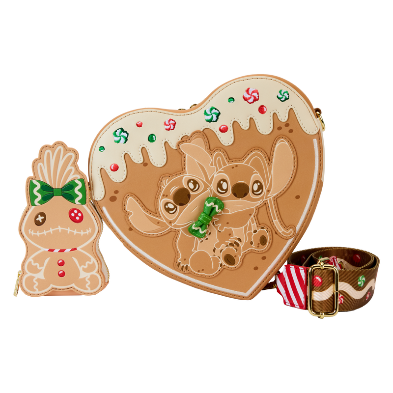 Loungefly Disney Angel & Stitch Gingerbread Heart Crossbody
