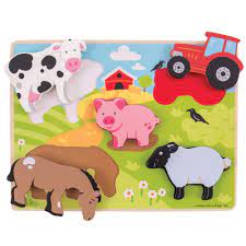 BigJigs Chunky Lift Out Puzzle - Farm