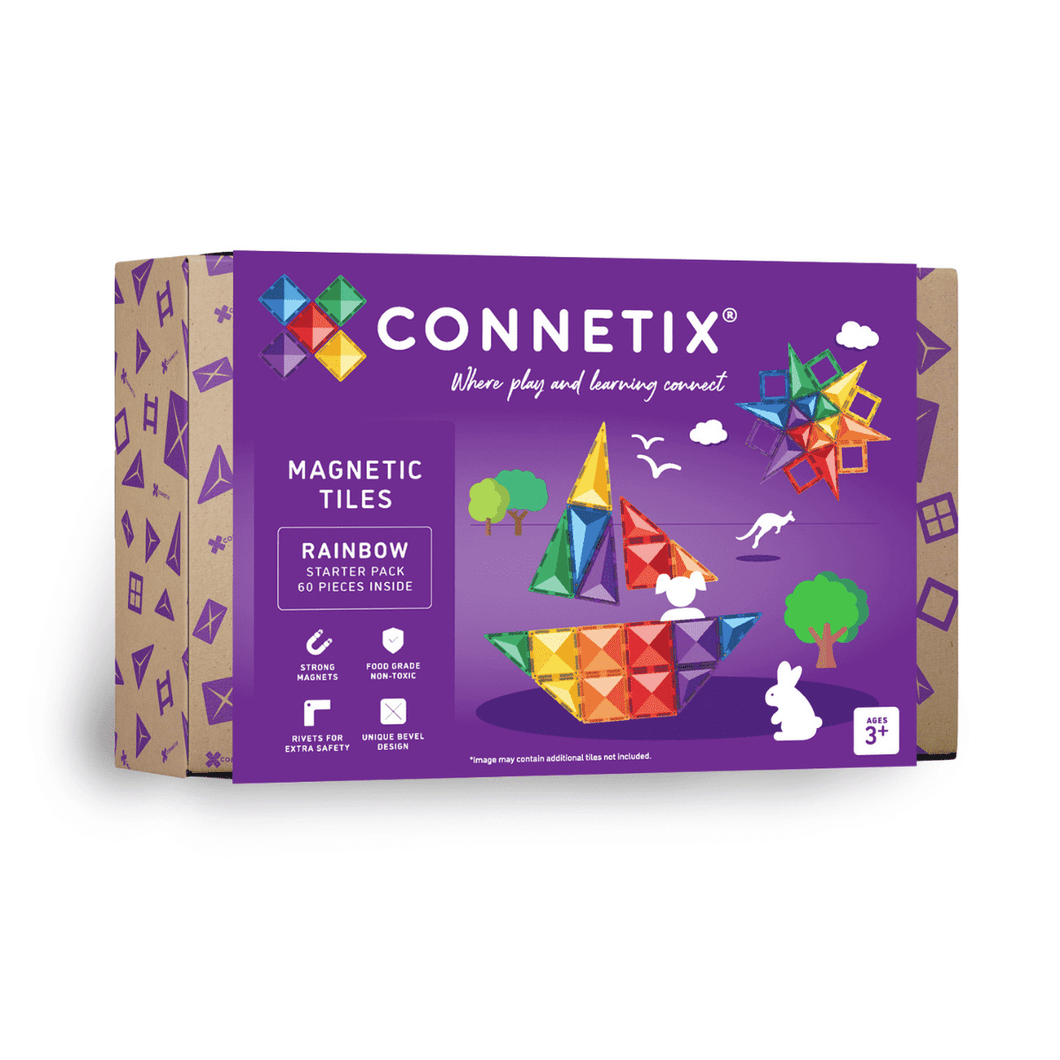 Connetix Magnetic Tiles - Rainbow Starter Pack 60pcs