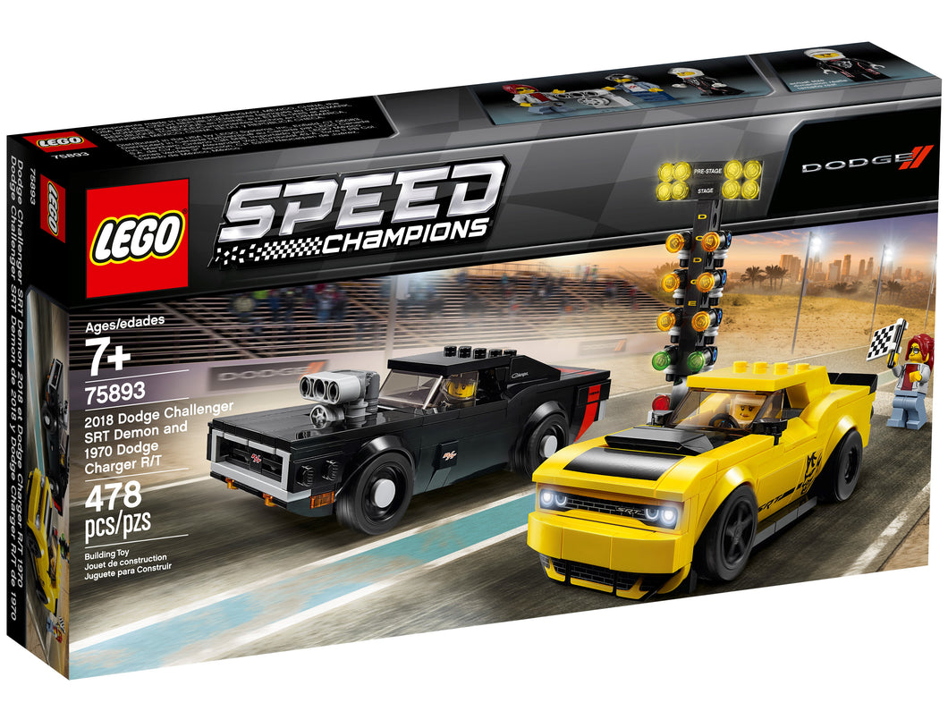 LEGO Speed Champions 75893 2018 Dodge Challenger SRT Demon and 1970