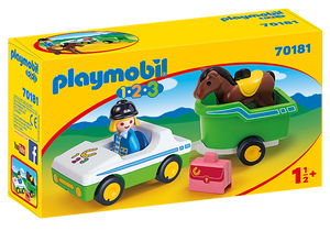 Playmobil 1.2.3 70181 Car with Horse Trailer