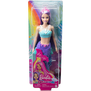 Barbie Mermaid With Purple Hair and Pink Crown