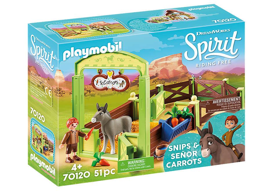 Playmobil Spirit 70120 Snips and Señor Carrots with Horse Stall