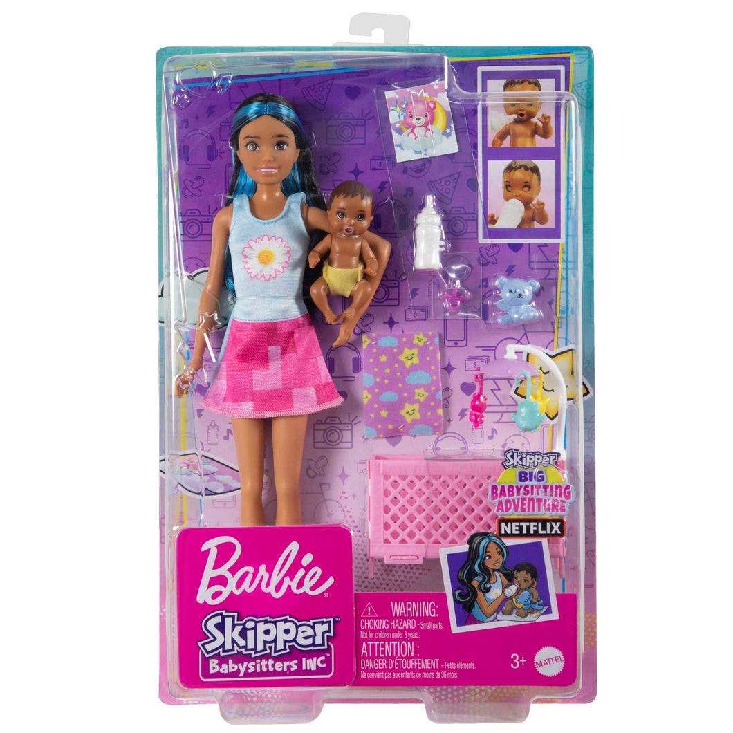 Barbie Skipper Babysitter Sunflower Dress Doll and Crib Playset