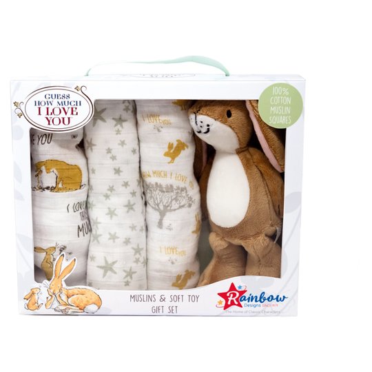 Guess How Much I Love You Soft Toy & Muslins Gift Set